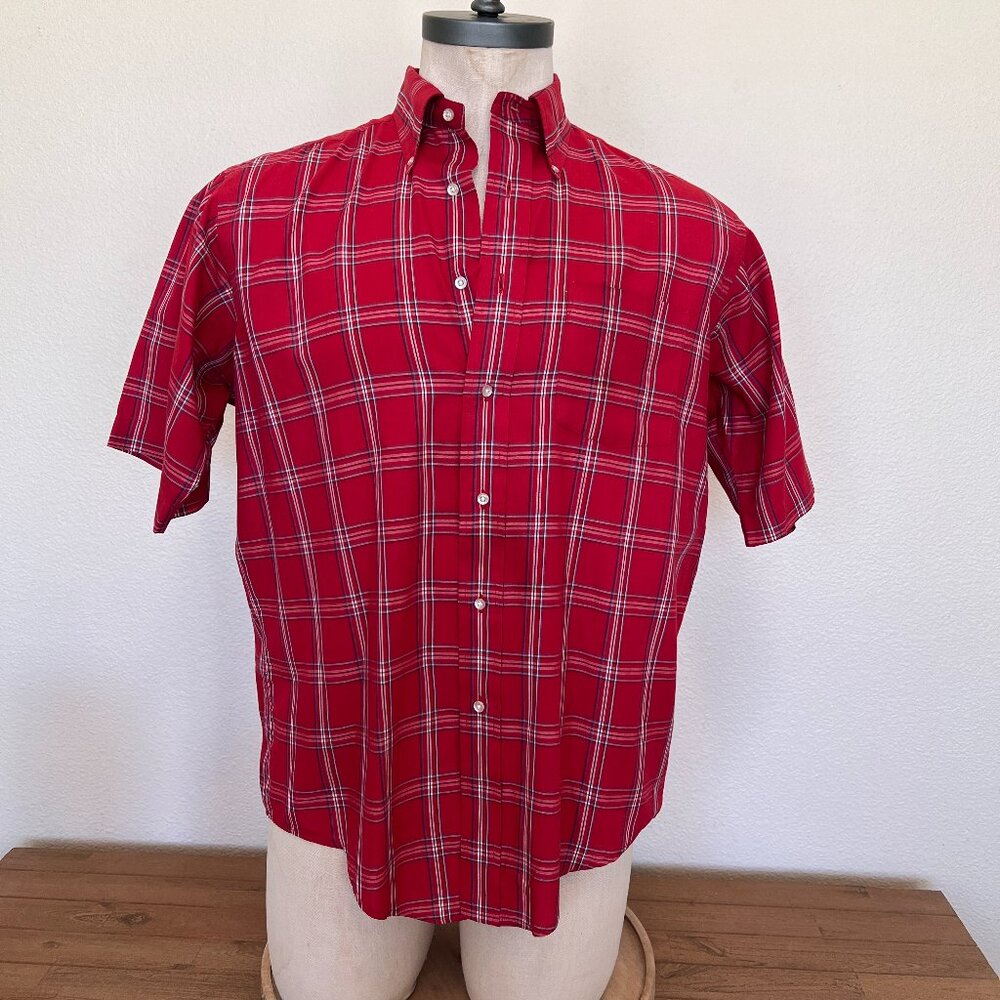 70s/80s Stuart Avis -Laguna Beach, Ca. Plaid Short Sleeve Shirt -Sero Shirtmaker